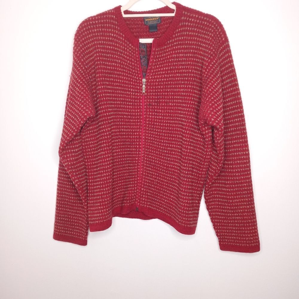 Woolrich red zip up pullover sweater size large